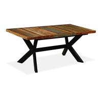 Table à manger Bois récupération massif et croix en acier 180cm