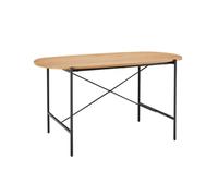 Table à manger BRODIE avec finition chêne et pieds métal noirs - 160x90 cm - Bois
