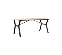 Table à Manger vidaXL Cadre en Y 180x90x75 cm Bois de Pin Massif et Acier 3282722 marron G