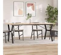 Vidaxl Table À Manger Cadre En Y 200x100x75cm Bois De Pin Massif Acier Marron