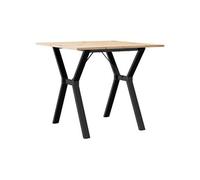 vidaXL Table à Manger Cadre en Y, Table à Dîner, Table de Repas Cuisine Restaurant Intérieur, 80x80x75 cm Bois de Pin Massif et Acier