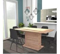 Table à manger CARLA + 1 rallonge - 10 personnes / Décor Chêne Blanchi