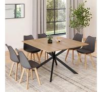 IDMarket – Table à manger Alix carrée 8 personnes pied araignée bois et noir 120 cm