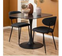 Table à manger carrée en céramique noire - MIRRA - 90x90x75 cm - Résistante à la chaleur et aux rayures