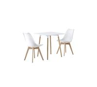 Table à manger carrée et 2 chaises blanches scandinaves - Hedvig
