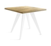 Table à Manger Carrée Extensible Quadro 100-150 Cm - Table De Salle à Manger Industrielle Avec Pieds Blancs Pour 4-6 Personnes - Style Loft - Chêne