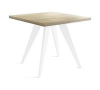 Table à Manger Carrée Extensible Quadro 100-150 Cm - Table De Salle à Manger Industrielle Avec Pieds Blancs Pour 4-6 Personnes - Style Loft - Chêne