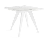 Table à Manger Carrée Extensible Quadro 100-150 Cm - Table De Salle à Manger Industrielle Avec Pieds Blancs Pour 4-6 Personnes - Style Loft - Marbre
