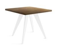 Table à Manger Carrée Extensible Quadro 100-150 Cm - Table De Salle à Manger Industrielle Avec Pieds Blancs Pour 4-6 Personnes - Style Loft - Chêne