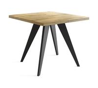 Table à Manger Carrée Extensible Quadro 100-150 Cm - Table De Salle à Manger Industrielle Avec Pieds Noirs Pour 4-6 Personnes - Style Loft - Chêne