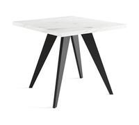 Table à Manger Carrée Extensible Quadro 100-150 Cm - Table De Salle à Manger Industrielle Avec Pieds Noirs Pour 4-6 Personnes - Style Loft - Marbre