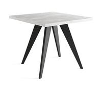 Table à Manger Carrée Extensible Quadro 100-150 Cm - Table De Salle à Manger Industrielle Avec Pieds Noirs Pour 4-6 Personnes - Style Loft - Beton