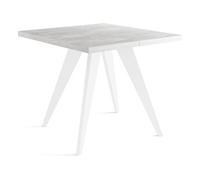 Table à Manger Carrée Extensible Quadro 100-200 Cm - Table De Salle à Manger Industrielle Avec Pieds Blancs Pour 4-8 Personnes - Style Loft - Beton