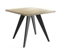 Table à Manger Carrée Extensible Quadro 100-200 Cm - Table De Salle à Manger Industrielle Avec Pieds Noirs Pour 4-8 Personnes - Style Loft - Chêne