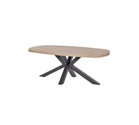 Table à manger CASTELLA ovale 210x100cm aspect bois piètement étoile métal noir