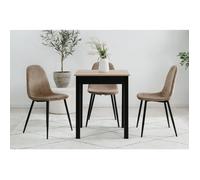 Table à Manger - Chêne Artisan & Noir - Carré - 4 personnes - 60 x 67 x 76 cm