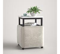 Table à Manger combinée 5 en 1 avec 4 tabourets, Table d'appoint gigogne Peu encombrante, Tabouret Ottoman empilable, Repose-Pieds, canapé Cube et Table(Light Gray,White)