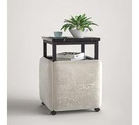 Table à Manger combinée 5 en 1 avec 4 tabourets, Table d'appoint gigogne Peu encombrante, Tabouret Ottoman empilable, Repose-Pieds, canapé Cube et Table(Light Gray,Black)