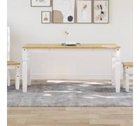 Table à manger Corona blanche 160 x 80 x 75 cm en pin massif, table de cuisine robuste, table de salle à manger rectangulaire, de style maison de campagne moderne, durable