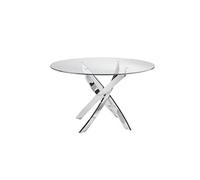 Table à manger courbée en acier et verre 1061.01, Ø120 x 75 cm. -