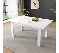 Table à manger, cuisine, avec bureau en MDF et espace de rangement caché, rectangulaire, grande table de salle à manger, en bois, pour 4 à 6 personnes, 120 × 70 × 75 cm, blanche