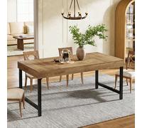 Table à manger de 140 cm pour 6 personnes, table de cuisine rectangulaire moderne, table en bois massif avec pieds en métal robustes, meuble de salon en chêne et noir À propos de cet article✅ TABLE DE
