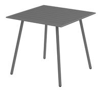 Outsunny – Table à manger de jardin – 4 pers. – 80×80×74 cm – Plateau à lattes acier époxy – Gris