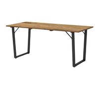 Outsunny Table à Manger de Jardin pour 6 Personnes, Table de Jardin avec Plateau à Lattes rectangulaire et Trou de Parasol, Cadre en Acier Anti-Rouille, 175 x 80 x 75 cm, Noir
