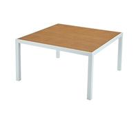 Table à manger de jardin carrée en aluminium L.140 cm - Naturel clair et blanc - MACILA de MYLIA