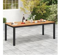 Table à Manger de Jardin - GOPLUS - 8 Personnes - Plateau 200x90CM avec Trou de Parasol en Bois d'Acacia - Charge 75KG - Pied Droit