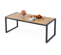 Table à Manger de Jardin - GOPLUS - 8 Personnes - Plateau 200x90CM avec Trou de Parasol en Bois d'Acacia - Charge 80KG - Pied Cadre