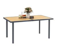 Table à manger de jardin - Outsunny - pour 6 personnes - avec plateau effet bois rectangulaire - 150 x 90 x 72 cm - bois naturel