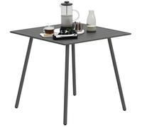Outsunny – Table à manger de jardin – 4 pers. – 80×80×74 cm – Plateau à lattes acier époxy – Gris