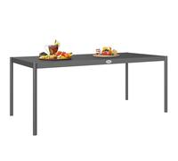 Outsunny Table à manger de jardin pour 8 personnes – acier anti-rouille, plateau à lattes, gris foncé