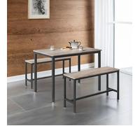 Table à manger - Design industriel - Compact - Grège et noir - Cadre en acier