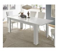 Table à manger design laqué blanc 137cm + rallonge APHODITE