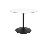 Table à manger design ronde blanche et métal noir D90 cm CALISTA
