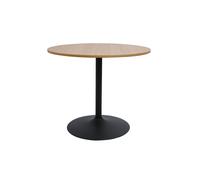 Table à manger design ronde en bois clair chêne et métal noir D90 cm CALISTA