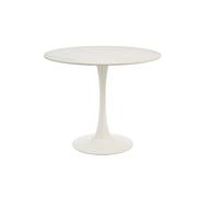 Table à manger design ronde en céramique blanche et métal D90 cm MALOU