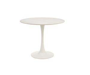 Table à manger design ronde en céramique blanche et métal D90 cm MALOU