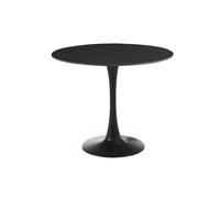Table à manger design ronde en céramique noire et métal D90 cm MALOU