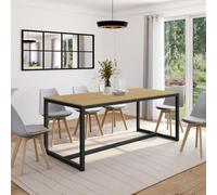 Table À Manger Detroit 8 Personnes Design Industriel 180 Cm Noir