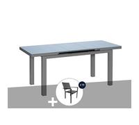 Table à manger d'extérieur extensible en aluminium gris Ibiza anthracite avec 12 fauteuils -