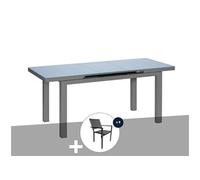 Table à manger d'extérieur extensible en aluminium gris Ibiza anthracite avec 8 fauteuils -