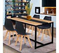 IDMarket – Table à manger Dover rectangulaire 6 personnes bande centrale noire 120 cm