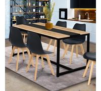 Table À Manger Dover 6 Personnes Bande Centrale Noire Design Industriel 150 Cm Noir
