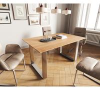 Table-à-manger Edge 140x90 acacia nature acier inoxydable mince bord suisse