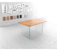 Table-à-manger Edge 140x90 cm acacia nature cadre verre bord suisse