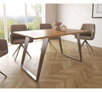 Table à manger Edge 140x90 S Acacia Naturel Inox Biseauté Live-Edge