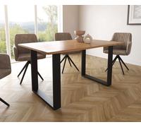 Table à manger Edge 140x90 S acacia naturel patin noir Live-Edge